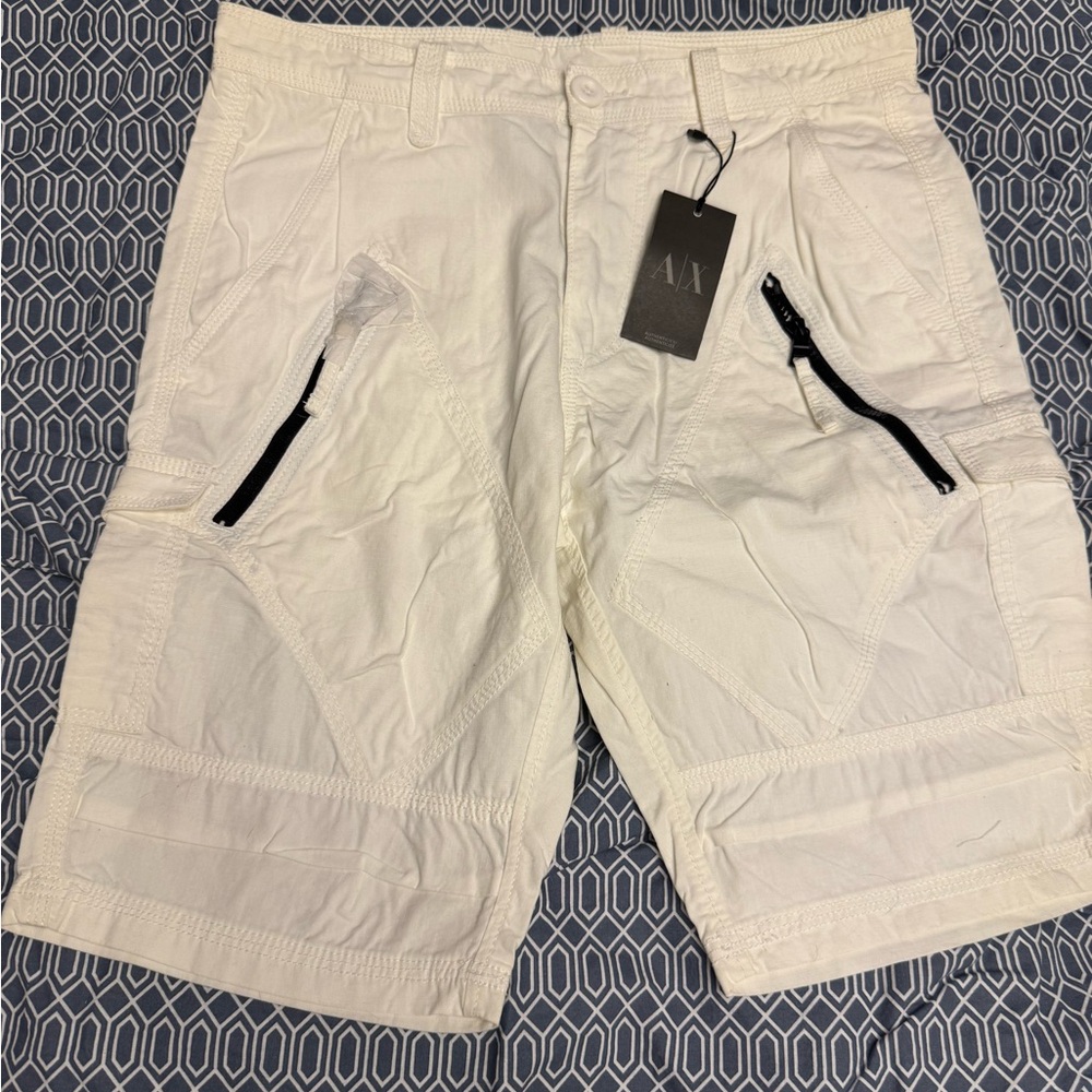 Armani Exchange White Cargo Shorts for Men